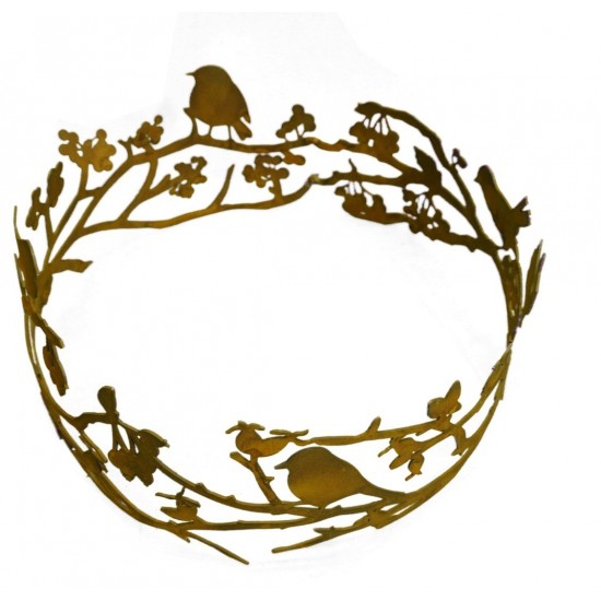 Edelrost Vogelring mit Ästen und Beeren Ø 30 cm