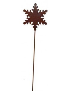 Rostiger Schneekristall auf Stab klein Kristallgartenstecker 2
