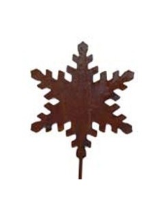 Rostiger Schneekristall auf Stab klein Kristallgartenstecker