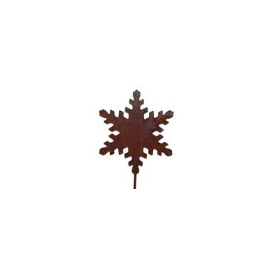 Rostiger Schneekristall auf Stab klein Kristallgartenstecker