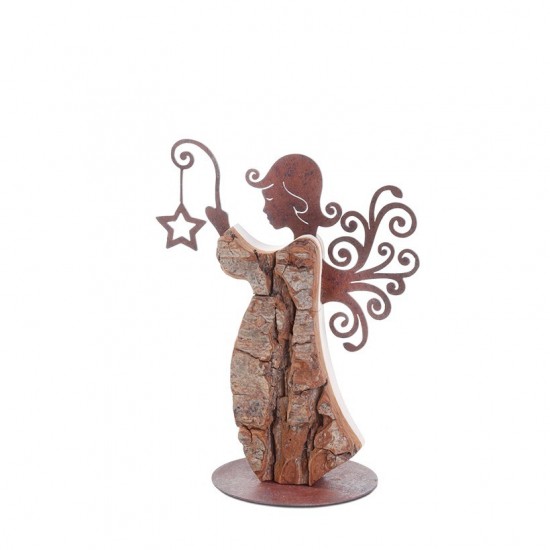 Rindenengel mit Ornamentflügeln Gr. 1 H: 15 cm