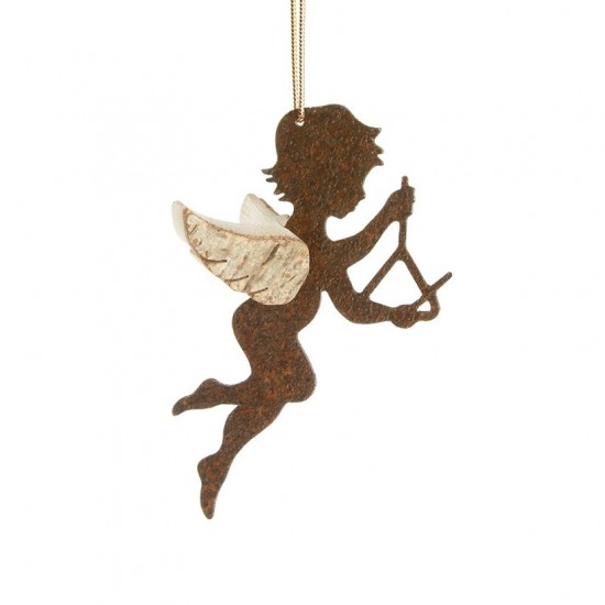 Edelrost Engel mit Rindenflügeln Typ 5 (mit Triangel) Rostengel H: ca. 6,5 cm