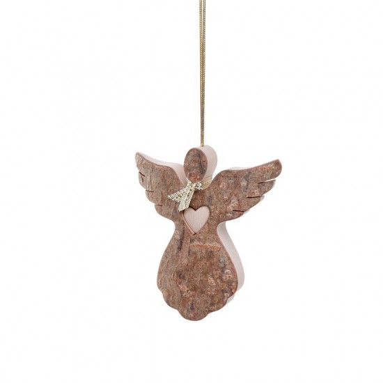 Rindenengel mit Herz, hängend Gr. 1 H: 6,5 cm