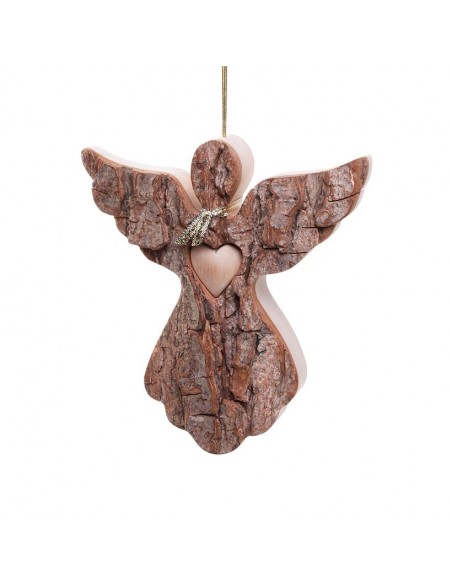 Rindenengel mit Herz, hängend Gr. 1 H: 6,5 cm