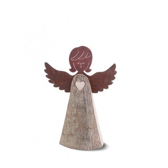 Engelfigur mit Herz und Metallflügeln, Typ 1, Gr. 2 H: 15,5 cm