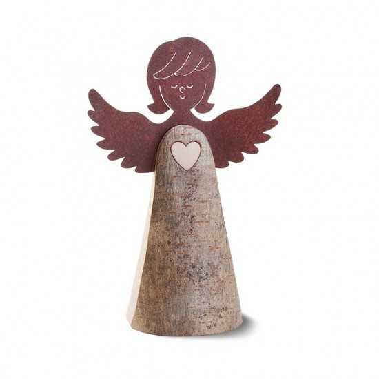 Engelfigur mit Herz und Metallflügeln, Typ 1, Gr. 3 H: 26 cm