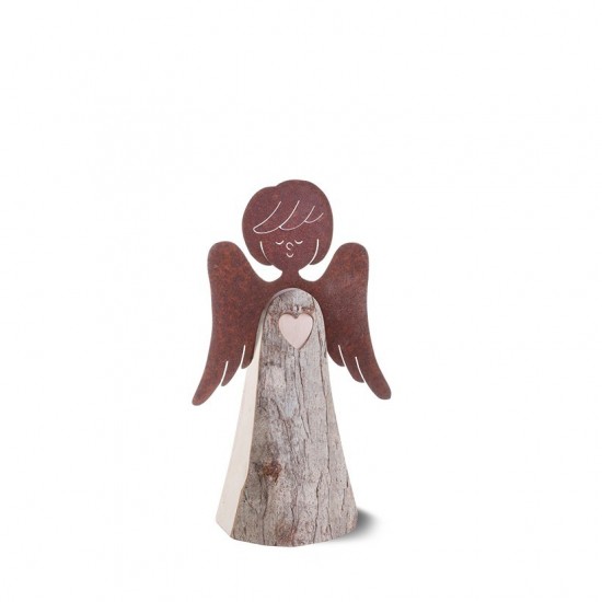 Engelfigur mit Herz und Metallflügeln, Typ 2, Gr. 2 H: 15,5 cm