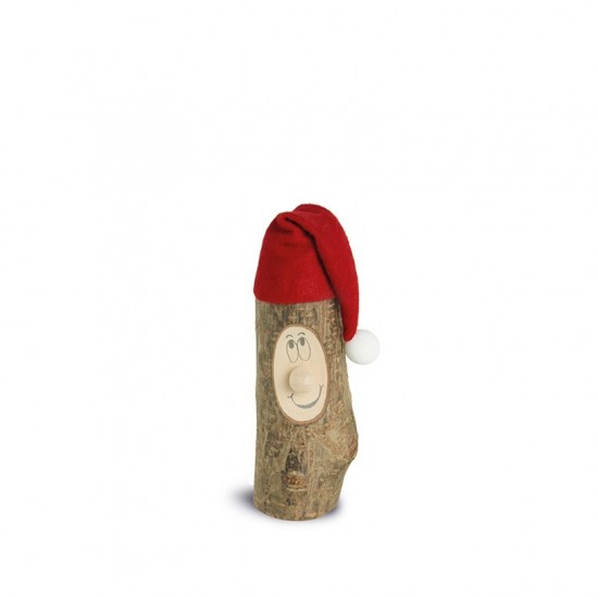 Weihnachtswichtel Gr. 1 mit Filzmütze ca. 5 cm - Holzart Laubholz mit Rinde Natur