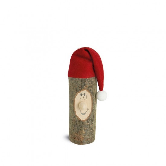 Weihnachtswichtel Gr. 2 mit Filzmütze ca. 6 cm - Holzart Laubholz mit Rinde Natur