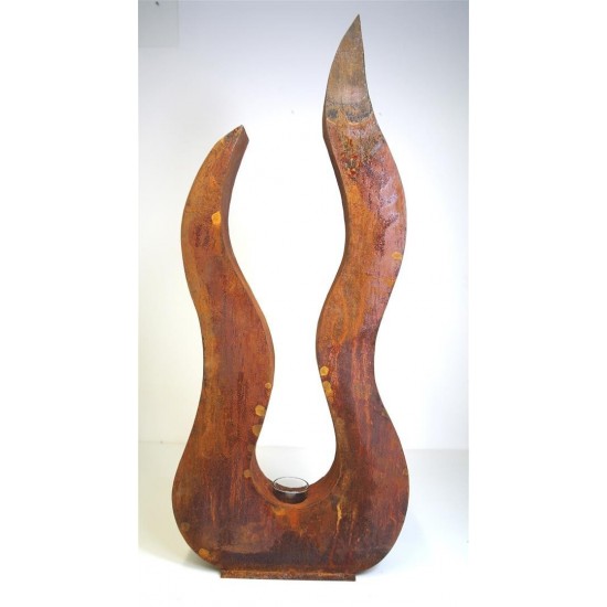 Edelrost Metallobjekt Feuer und Flamme 80 cm hoch inkl. Teelichtglas