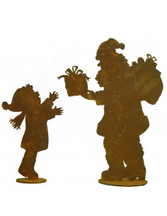 Santa (30 cm) mit Junge (19cm) im Set auf Platte