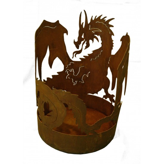 Motiv Feuerkörbe Drachen Feuerschale 60 cm hoch D: 40 cm - Feuerschale für Halloween Party Perfekt für die Halloween Party im Ga