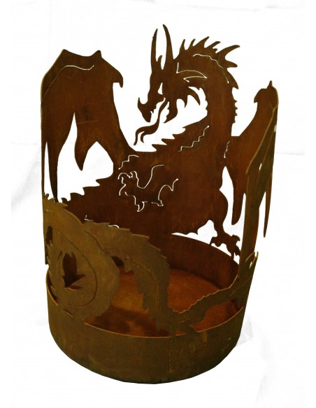 Motiv Feuerkörbe Drachen Feuerschale 60 cm hoch D: 40 cm - Feuerschale für Halloween Party Perfekt für die Halloween Party im Ga