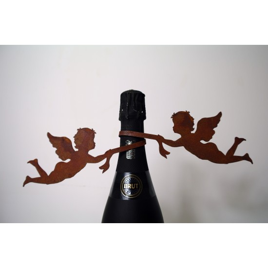 2 Engel an Schleife zum Wickeln für Weinflasche