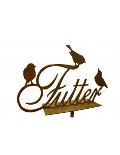 Futterstelle mit Schriftzug, 3 Vögel, B 50 cm, Stab 110 cm 2