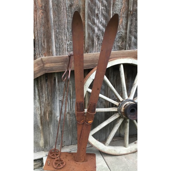 Deko Skier 118 cm lang inkl. Stöcke auf Platte