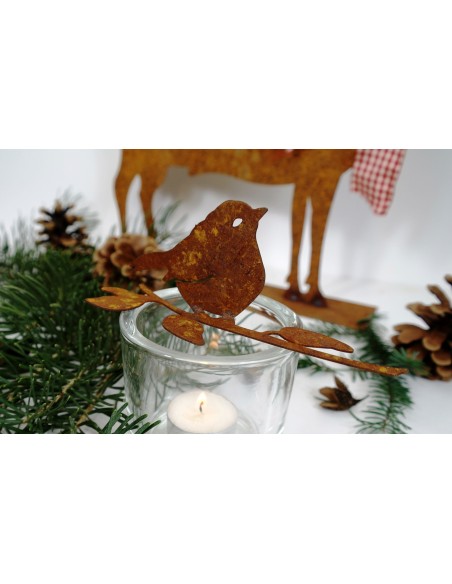Rost Vogel für Glas  - mt umgebogenen Blatt