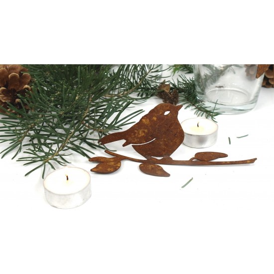Rost Vogel für Glas  - mt umgebogenen Blatt