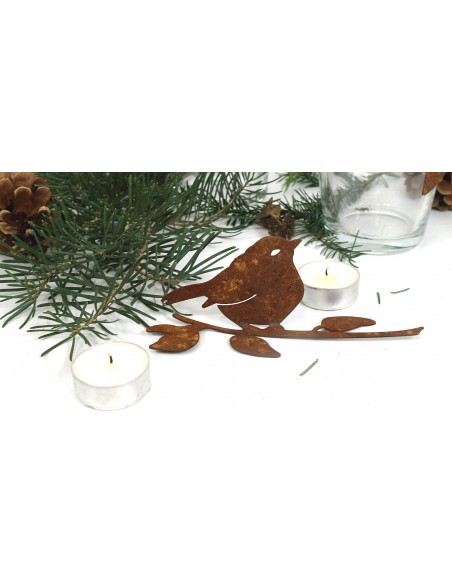 Rost Vogel für Glas  - mt umgebogenen Blatt