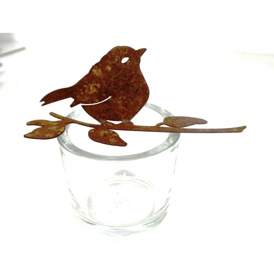 Rost Vogel für Glas  - mt umgebogenen Blatt