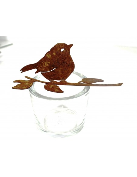 Rost Vogel für Glas  - mt umgebogenen Blatt