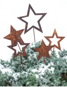 24,2 cm x 115 cm Weihnachten Gartendeko Gartenstecker Stern aus Metall Rost 