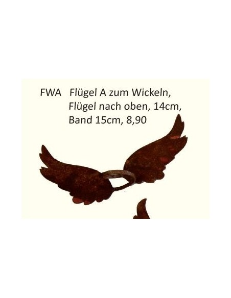 Flügel zum Wickeln A, nach oben Flügel 14cm, Band 15cm, Flügel zum Wickeln A, nach oben Flügel 14cm, Band 15cm,