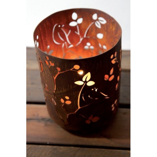 Windlicht d22, h 28cm, Vogelmuster auf 3 Kugeln