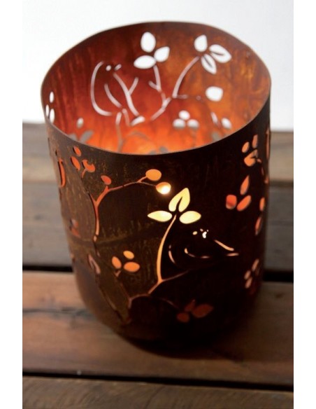 Windlicht d22, h 28cm, Vogelmuster auf 3 Kugeln