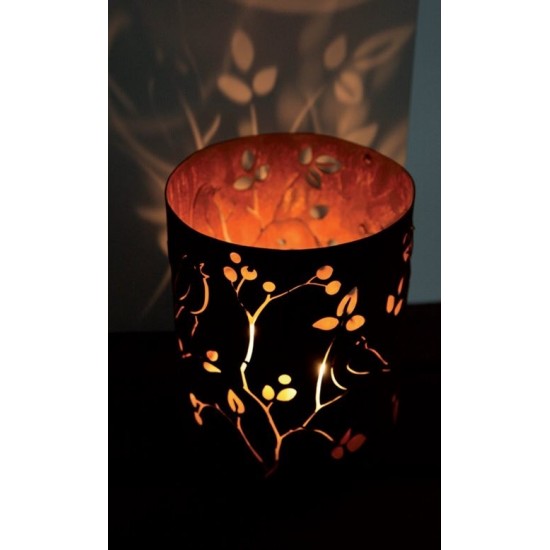 Windlicht d22, h 28cm, Vogelmuster auf 3 Kugeln