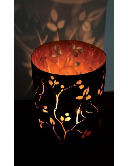 Windlicht d22, h 28cm, Vogelmuster auf 3 Kugeln