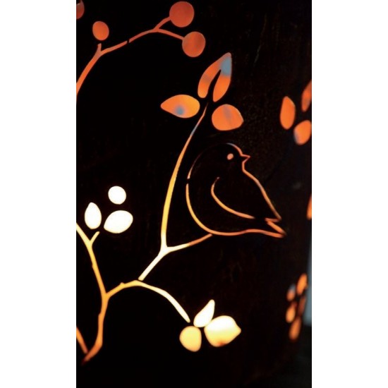 Windlicht d22, h 28cm, Vogelmuster auf 3 Kugeln