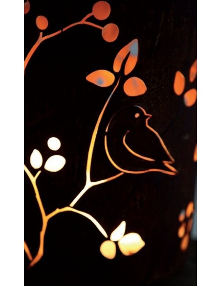 Windlicht d22, h 28cm, Vogelmuster auf 3 Kugeln