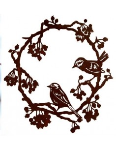 Deko zum Hängen Kranz mit 2 Vögeln und Beeren zum Hängen - Ø 40 cm Schöner Kranz aus Edelrost zum Aufhängen mit 2 Vögelchen und  2