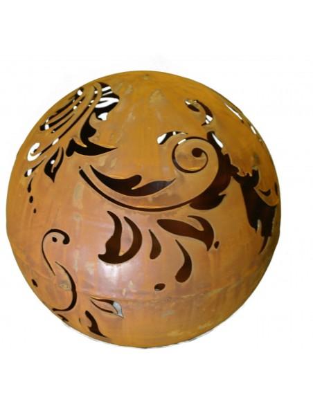 Rost Kugel 40cm mit Barockmuster u. Öffnung zum Beleuchten Rost Kugel 40cm mit Barockmuster u. Öffnung zum Beleuchten