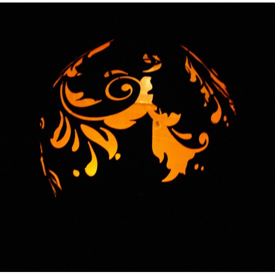 Rost Kugel 40cm mit Barockmuster u. Öffnung zum Beleuchten