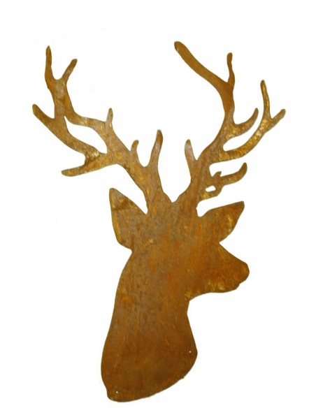 Edelrost Hirschkopf zum Einarbeiten XL 50 cm hoch