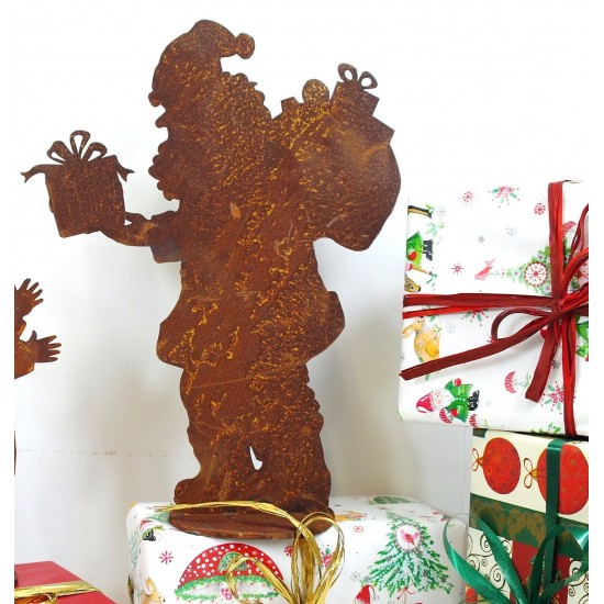 Santa h 30cm auf Platte Edelrost Weihnachtsmann Nikolaus