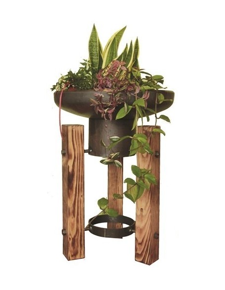 Feuerschale "Doug" Ø 55 cm / 75 cm hoch mit 3-Bein aus angeflammten Douglasienholz