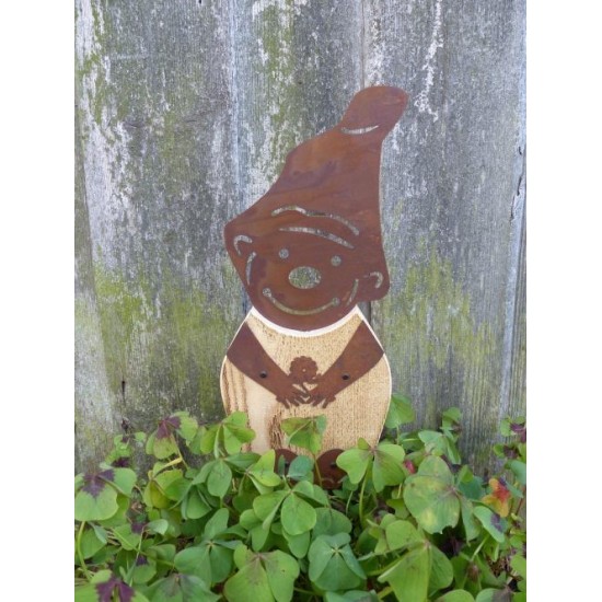  Zwerg -Grimm- Holz-Edelrostkombination