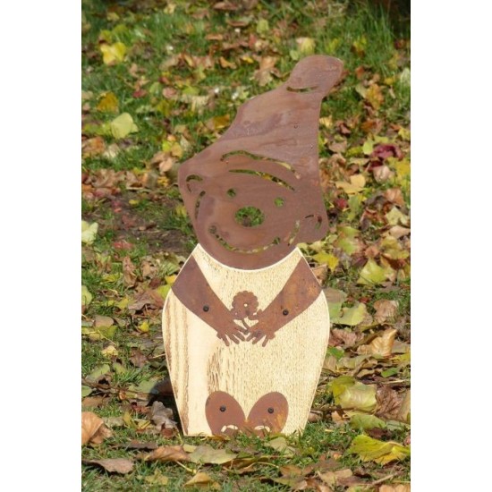  Zwerg -Grimm- Holz-Edelrostkombination