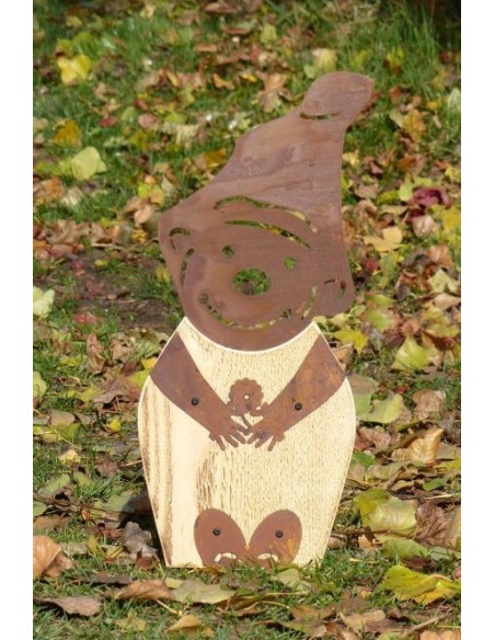  Zwerg -Grimm- Holz-Edelrostkombination