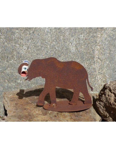 Geldgeschenk Elefant mit Geldschein Dekofigur Metall Rostig