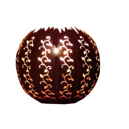Halbrunde Dekokugel als Wandlampe aus Metall Rostig