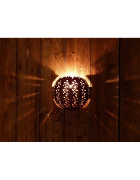 Edelrost Wandlampe -Strecki- halbe Kugel 30cm Rost Leuchte Lampe rostig