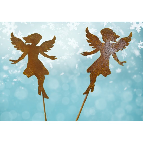 kleiner fliegender Rost Engel "Anny" 15 cm hoch auf 40 cm Stab