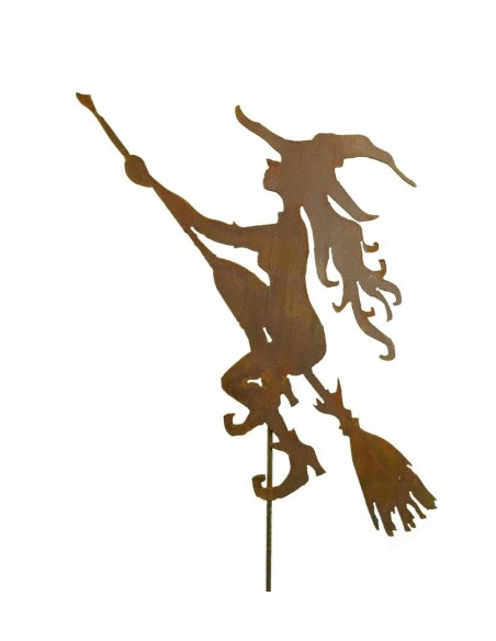 Gartenstecker Hexe auf Besen 70 cm hoch zzgl Stab 100 cm 