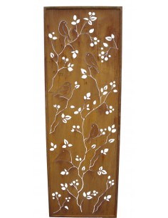 Edelrost Sichtschutzwand mit Vogelmuster, Höhe 200 cm 