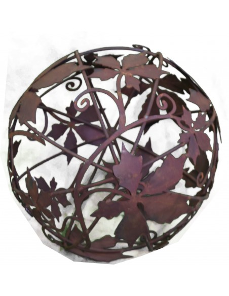 Dekokugel Rostig Motiv Wilder Wein Kugel d 40cm Gartendeko Kugel aus Metall Edelrost