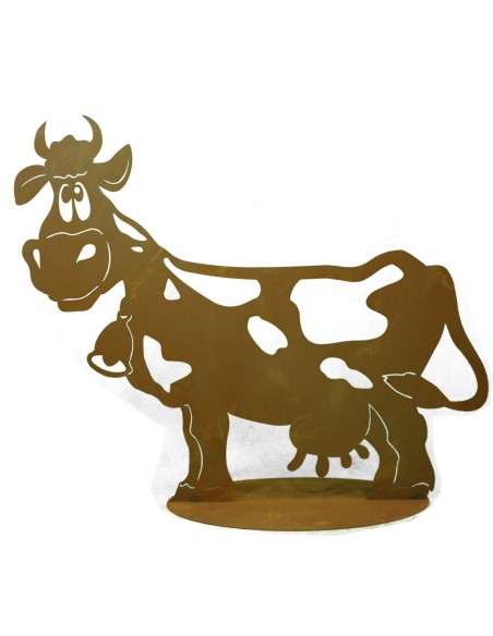 Edelrost Kuh "Liselotte" 71 cm lang auf Platte
